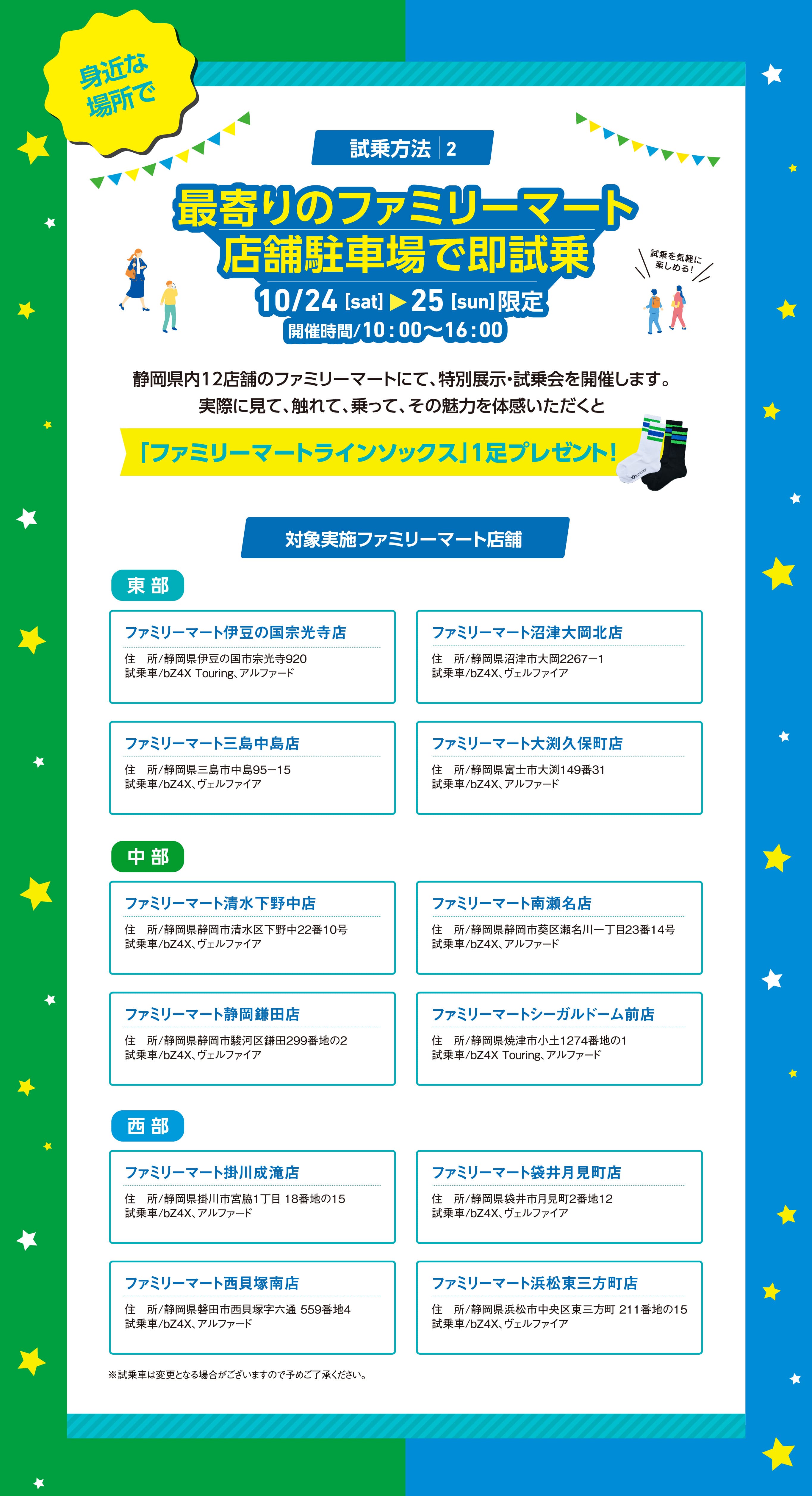 試乗方法2 最寄りのファミリーマート店舗駐車場で即試乗