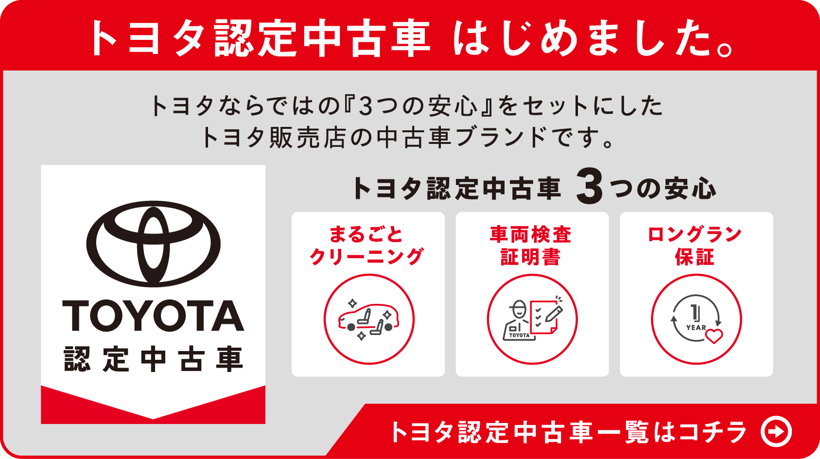 トヨタ認定中古車はじめました。