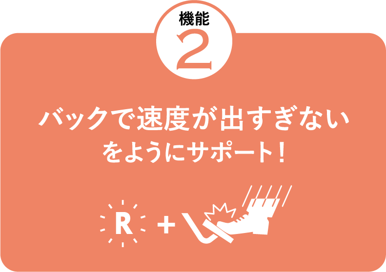 バックで速度が出すぎないようにサポート